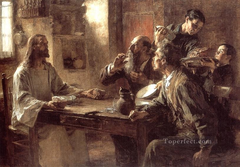 Cena en Emaús 1892 escenas rurales campesino León Augustin Lhermitte Pintura al óleo